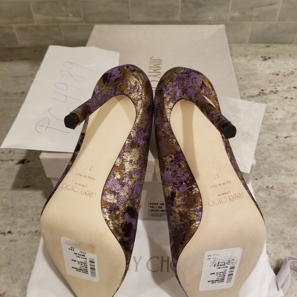 SOLD Jimmy Choo Romy 100 Grape Mix Heels Pumps 37 - Picture 6 of 8